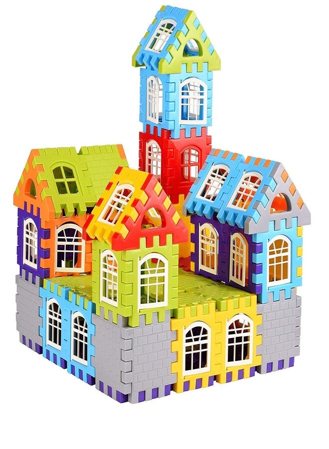 BlackZone Multi Colored 72 Pcs Mega Jumbo Happy Home House Building Blocks with Attractive Windows and Smooth Rounded Edges - Building Blocks Toys and Games for Kids - Image 1